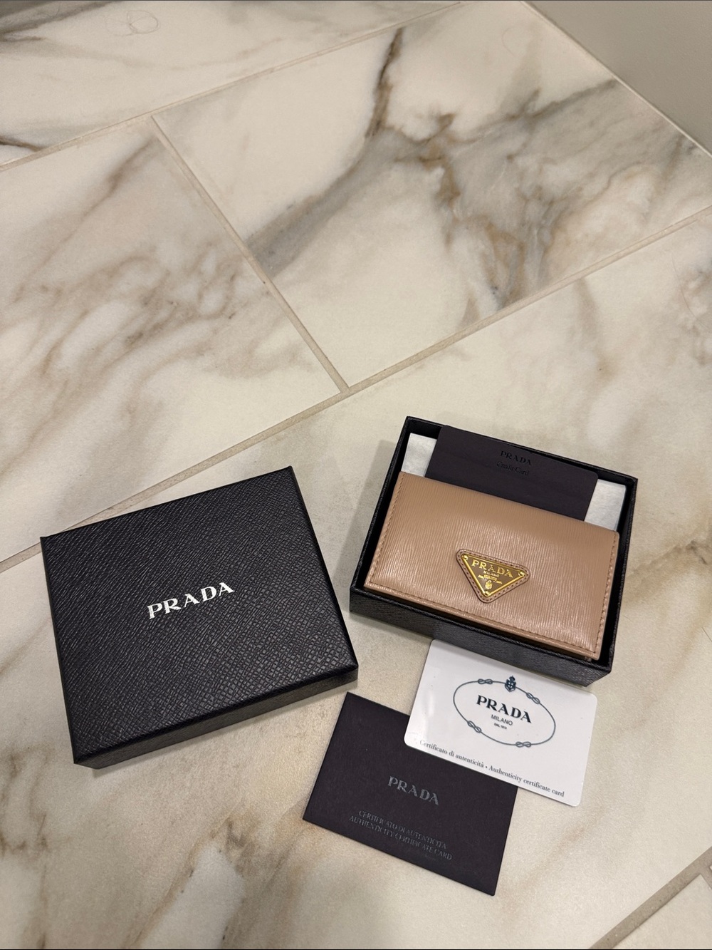 Prada Saffiano Leather Wallet with Gold Logo